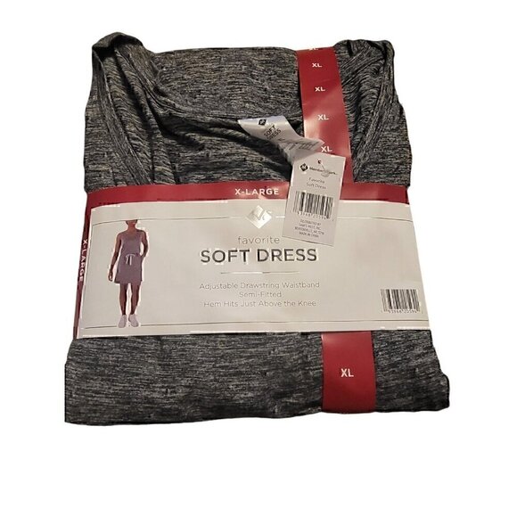 2 MEMBER'S MARK Women's Favorite Soft Pullover Drawstring Dress Grey/blackXL - Picture 2 of 5
